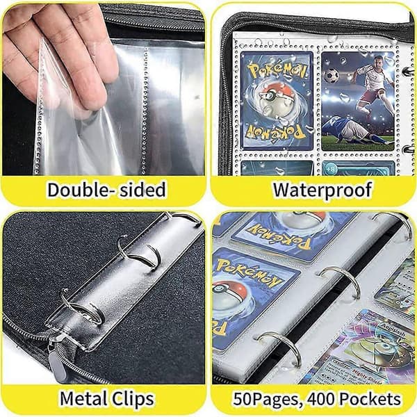 Samlealbum 400 Kort Mappe Samlehefte Samleperm Veske (FMY)