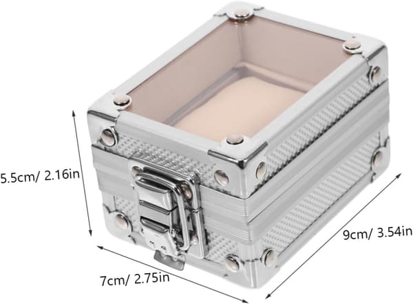 Oppbevaringsboks i aluminium for klokker med lås og puter for ulike kompakte design