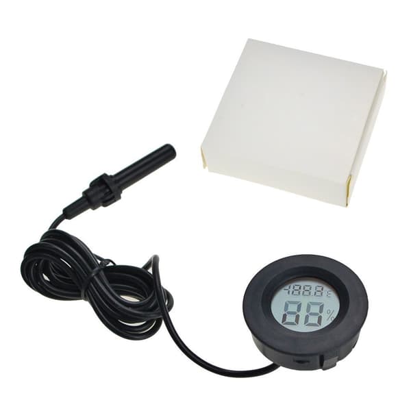 Built-in Digital Hygrometer with External Probe for Aquarium Wine Cabinet Car White White