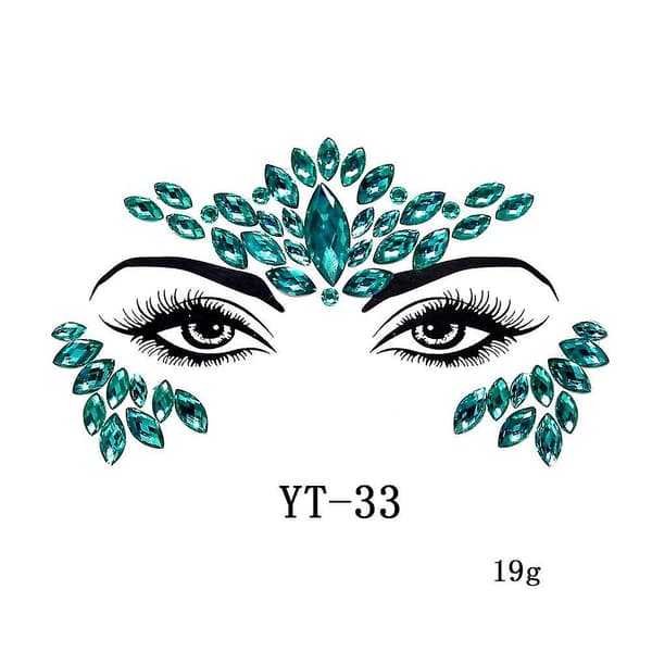 3 stk. Halloween Selvlysende Ansigtssten Tattoo Sticker, cosplayf