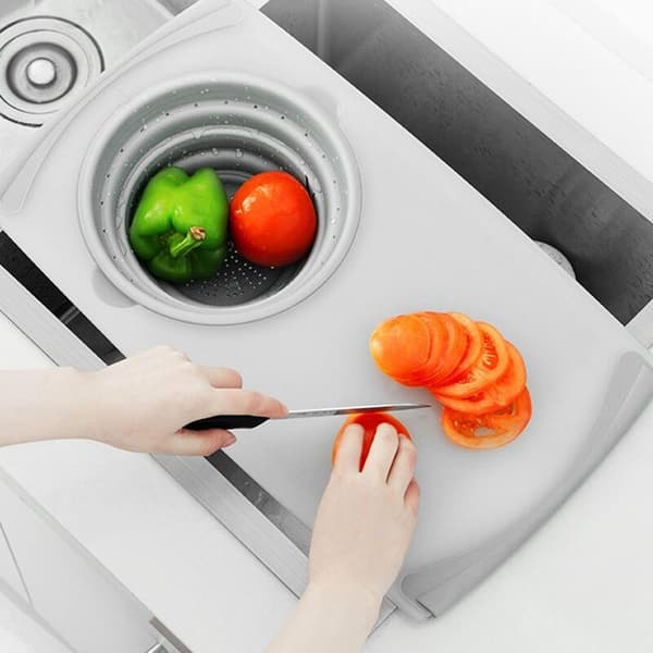 Multifunctional Cutting Board Removable Foldable Drain Basket Sink Chopping Board Kitchen Utensils Camping Storage Basket