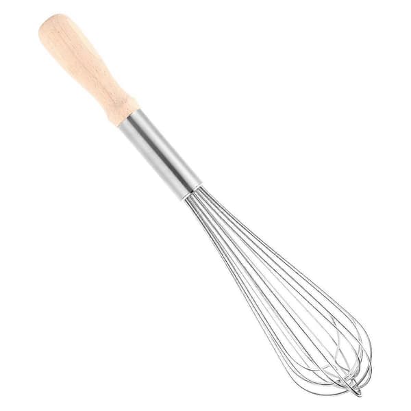 Visp i rustfritt stål med trehåndtak for baking