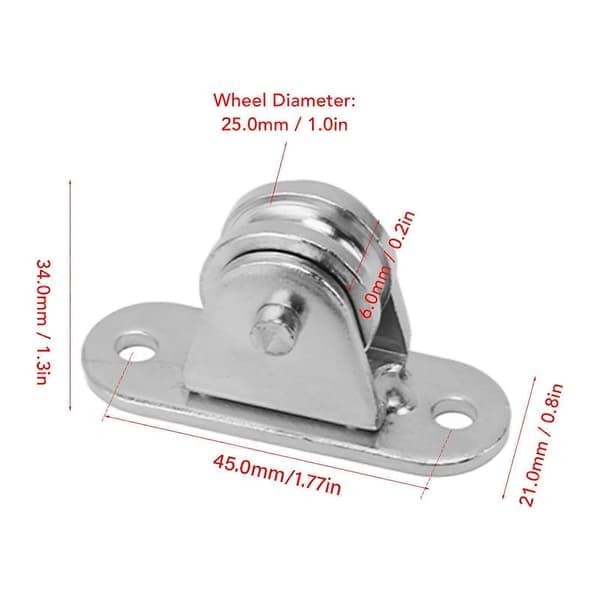 Small Pulley Block Stainless Steel Silent Pulley Roller Wall Mounted Fixed Pulley for DIY Equipment Wire Rope Rail Sliding Gate 2PCS