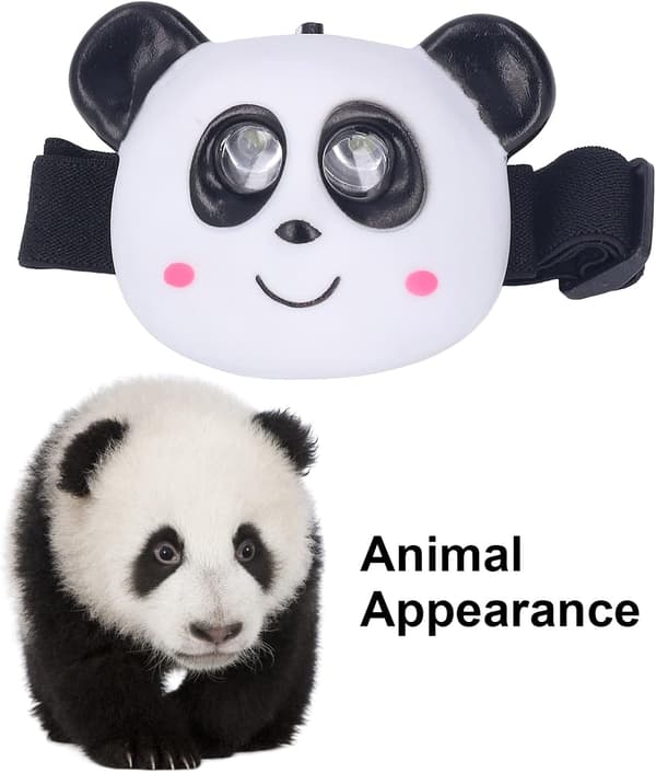 Hodelykt, dyreformet LED-hodelykt, tegneserie dyrehodelykt 2-moduser, hodelykt for barn voksne Panda Panda