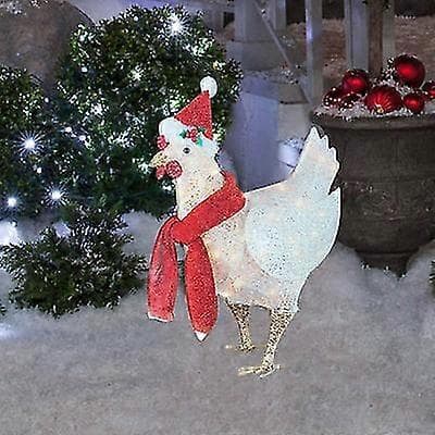 Julebelysning utendørs til dekorasjon med LED-lys til hagen, innendørs hagedekorasjon, 1 stk. liten kylling med skjerf Small Scarf Chicken