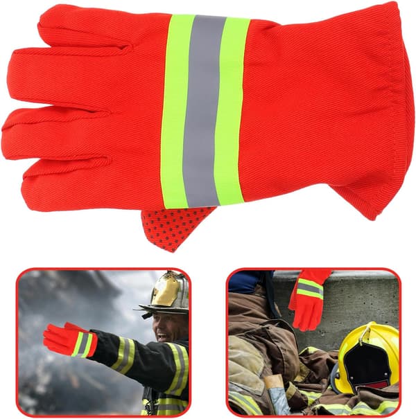 Fireproof Flame Retardant Firefighter Gloves 4pcs Thickened Orange High Temperature Insulated Rescue Gloves