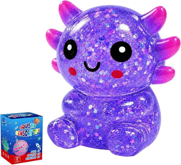 Glitter Axolotl Squishy Legetøj, Squishy Legetøj, Langsomt Stigende Squishy Lilla Purple