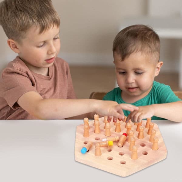 21x19 cm, Memory Game Träschackleksak Memory Game Stick Montessori Leksaker Memory Game Schackspel Memory Game Ga