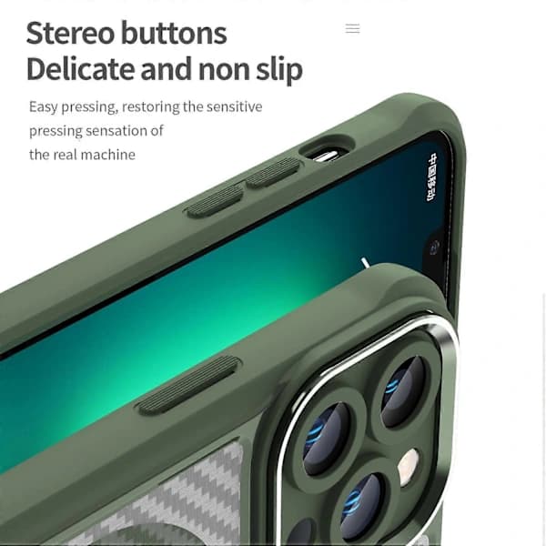Magnetisk mobiltelefondeksel for iPhone 13 Pro TPU+PC Bakside Karbonfibertekstur
