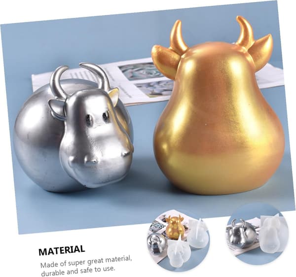 Ku silikonform for DIY epoksy-støping, 3D husdyrdekorasjonsform, gjenbrukbar matkvalitets silikon