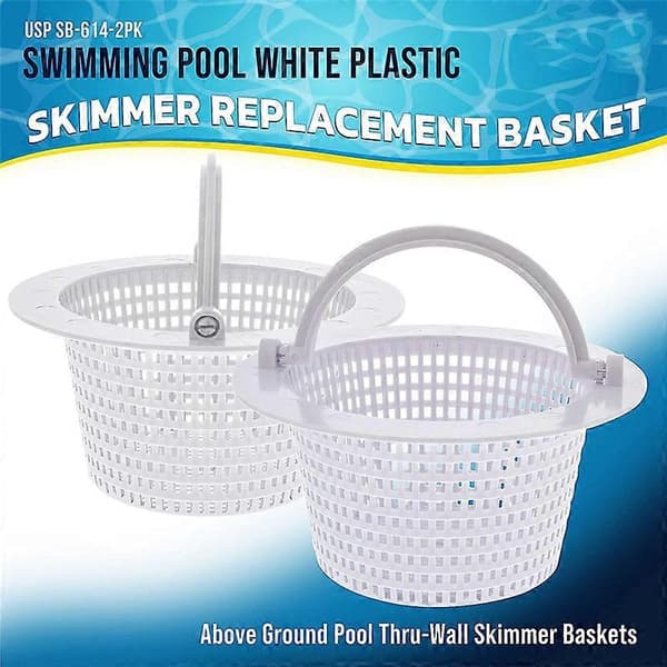 Replacement Pool Skimmer Basket with Handle, 2-Pack - Skimmer B for Above Ground Pool (FMY) White White