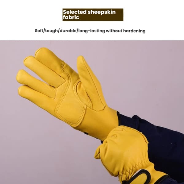 Læderarbejdshandsker, robuste kohudshavehandsker til træskæring/byggeri/kørsel/havearbejde, unisex