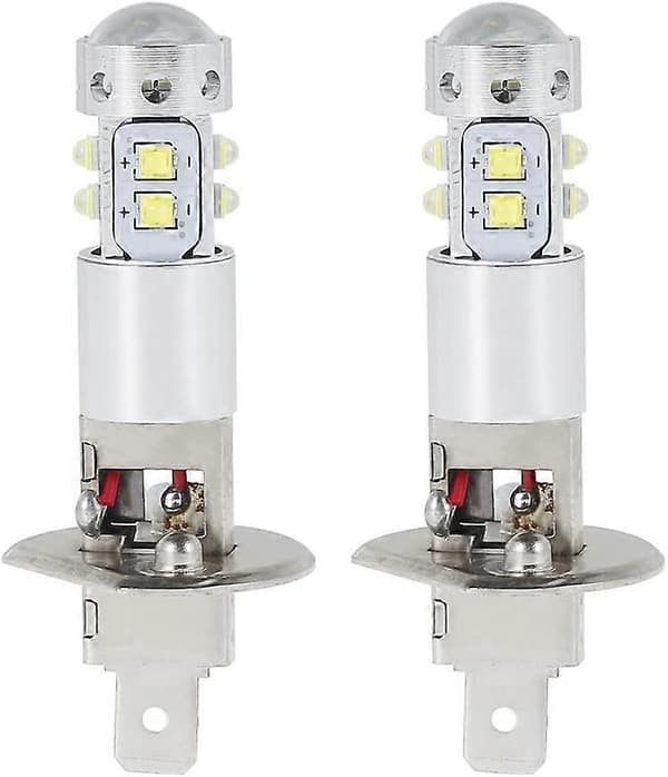 2 stk H1 LED-frontlyspærer Superlyse 6000K Hvite LED-tåkelyspærer Frontlykter