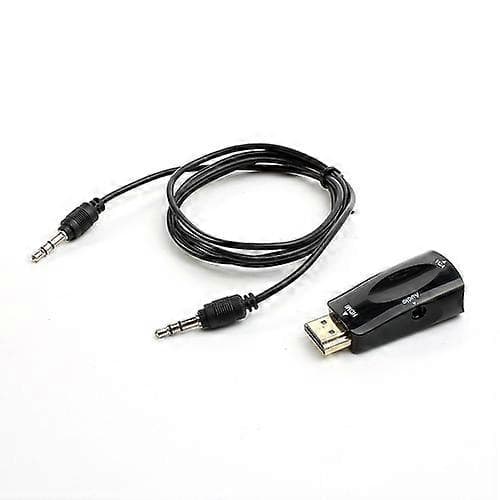 Musta HDMI-uros - VGA-naarasvideoadapterimuunnin äänilähdöllä + äänikaapeli