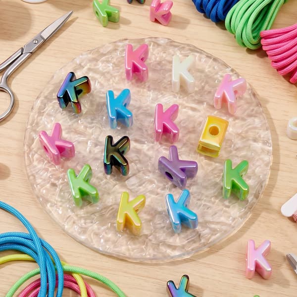 26 pcs K-Letter Beads with Large Hole, Chunky Bubble Alphabet Beads Large Letter Beads K Large Letter Beads K