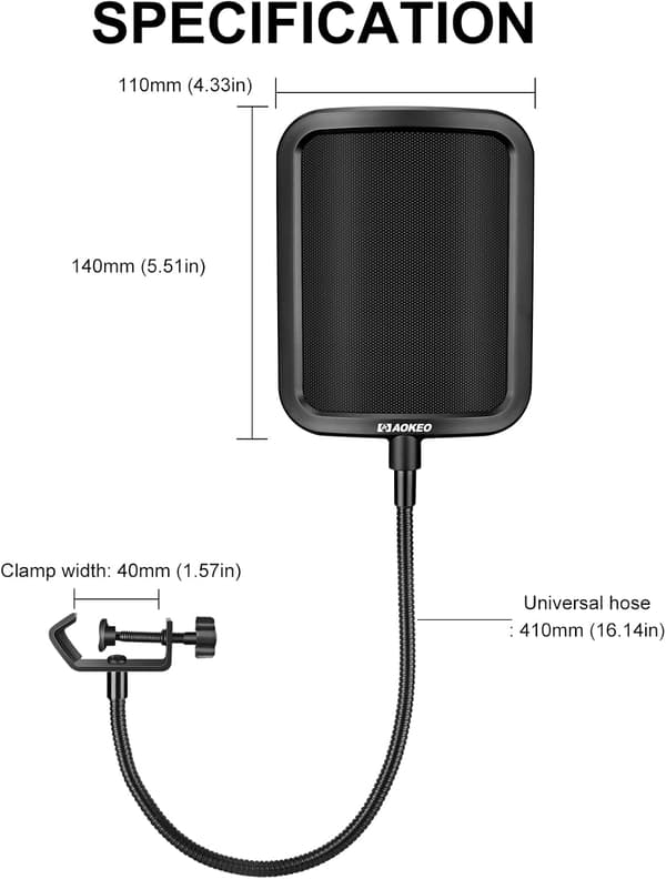 Professionell mikrofon metall popfilter mask fyrkantig