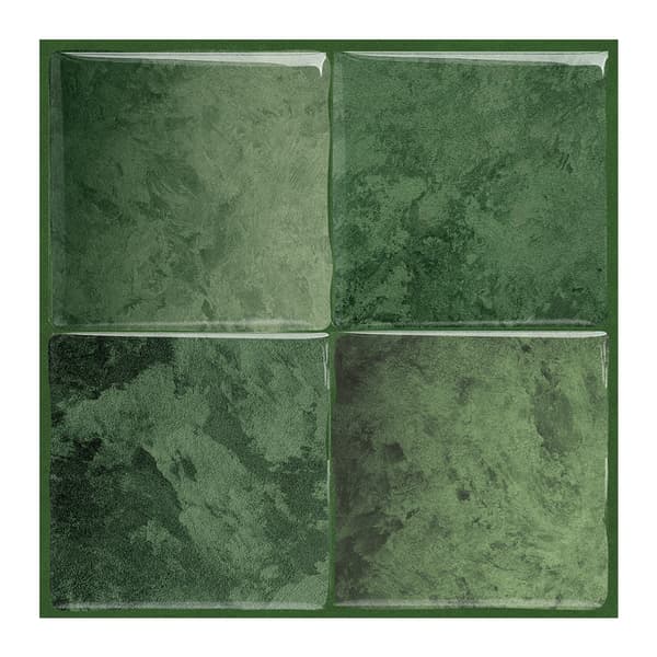 Self-Adhesive Kitchen Splashback - Green, 3D Bathroom Wall Tiles, 5 Wall Decals (22.9x22.9 cm), Easy to Install