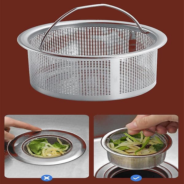 Universal Sink Strainer, Stainless Steel Drain Strainer Replacement with Handle (FMY)