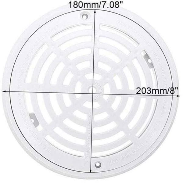 Poolbottenrist - Omärkt - Rund - Diameter 20,3 cm - Lätt att installera - Bas + lock - Vit
