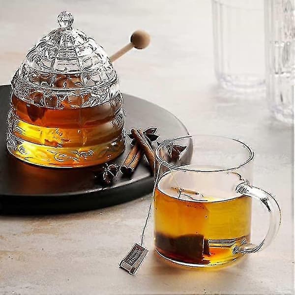 Crystal Honey Jar, Beehive Honey Pot with Dipper
