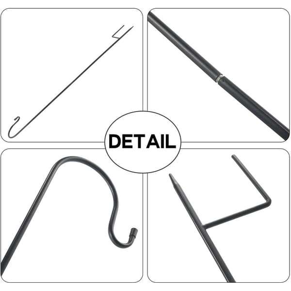 4 pcs 35.37 inch Shepherd Hooks Garden Ground Support Lantern Pole for Outdoor Hanging Plants Basket Hanger Lights