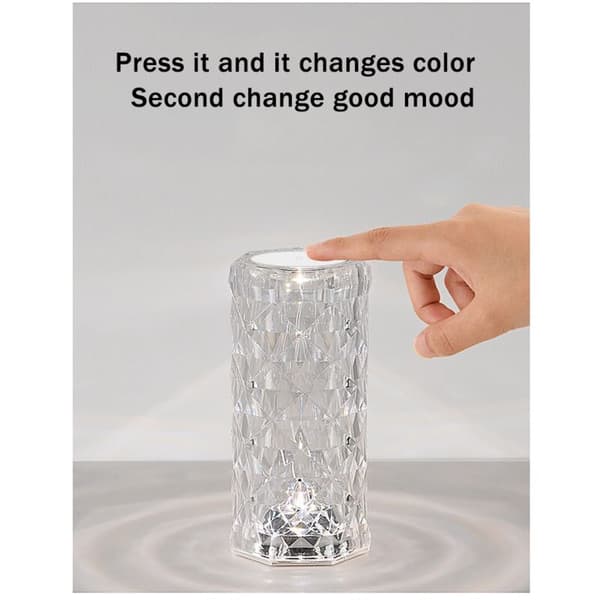 3 Colors LED Crystal Table Lamp Light Projection Lamp LED Atmosphere Bedroom Bedside Lamp USB Rechargeable Night Light