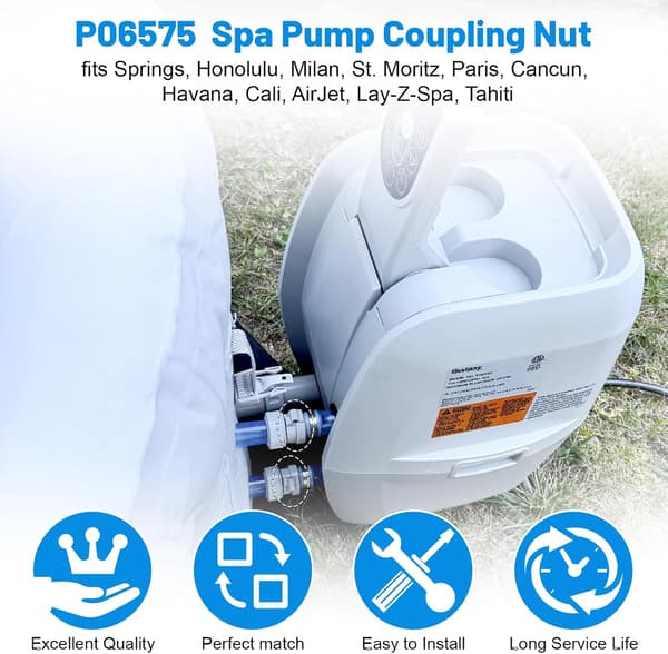 P06575 Pumpanslutningsmutter med skruv och packning för Lay-Z-Spa och Coleman AirJet-pumpar