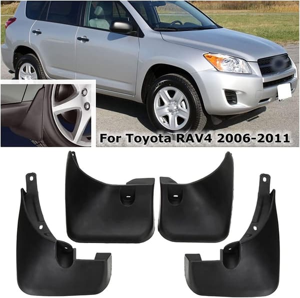 4-piece Mud Flaps for Toyota RAV4 2006-2012, Front and Rear, Durable and Waterproof, Car Mudguards