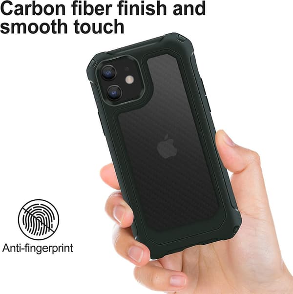 Compatible with iPhone 12 Case, 4 Corners Shockproof and Anti-Fingerprint Matte Slim Case for iPhone 12 Pro 6.1 inch (2020)-Dark Green[DB]