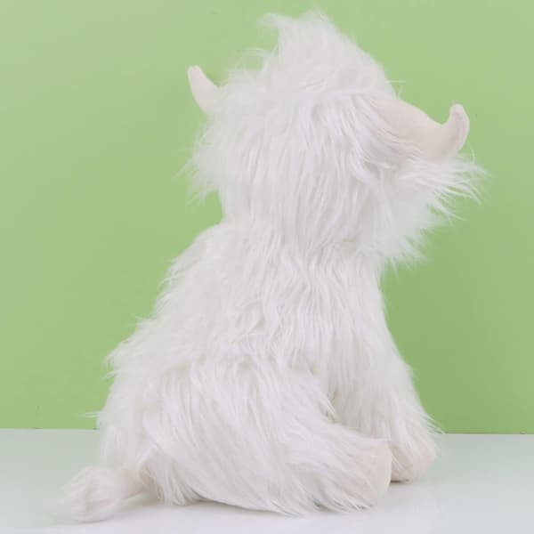 Highland Cows Stuffed Animal Realistic Scottish Cow Plush Toy White White