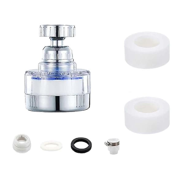 360° Rotating Faucet Filter Bathroom Faucet Filter Removes Heavy Metals Faucet Filter Cleaner with 2 Replaceable Filter Elements
