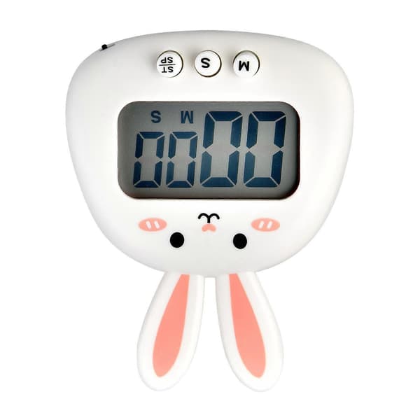 Digital Kitchen Timer Cute Rabbit Magnetic Easy Operation Accurate Clear Alarm for Cooking and Office
