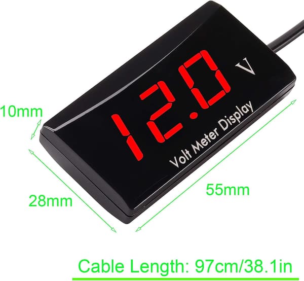 Motorcykel Voltmeter DC 12V Digital Voltmeter Måler LED Display Spændingsmåler til Motorcykel Bil Batterispændingsovervågning
