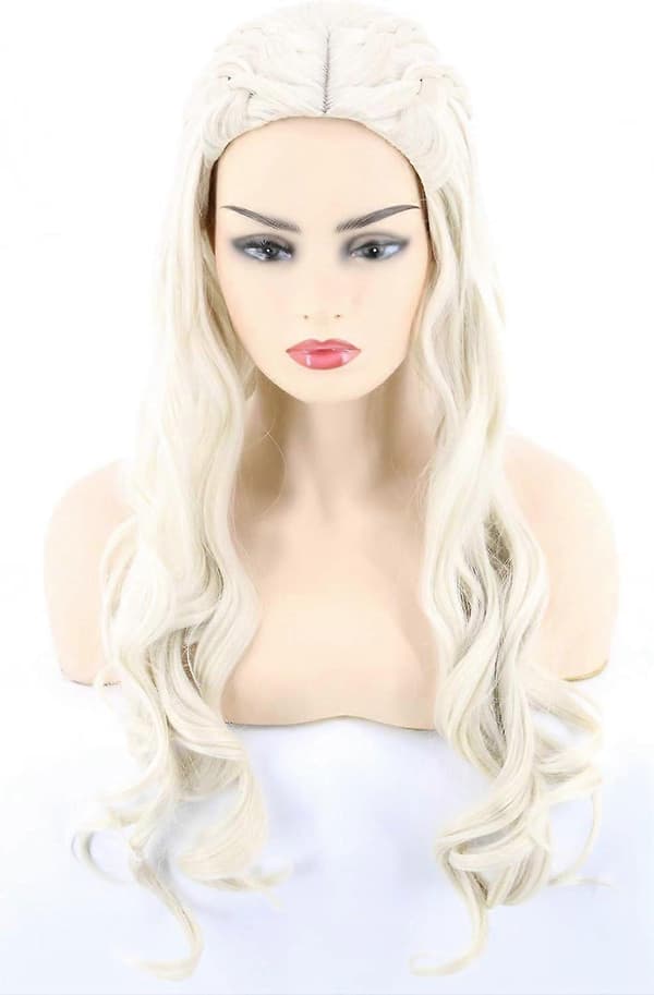 1 st Cosplay-peruk för kvinnor, Daenerys-peruker lång lockig blond Khaleesi W [XR][J]