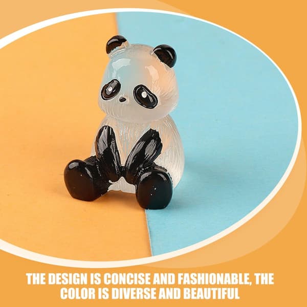 Miniature Panda Figurines Luminous Mini Panda for Garden Micro Landscape Resin Statue Set 10 pcs