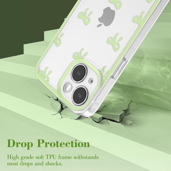13 Protective Case, Transparent and Cute Bow Pattern Phone Case - green green