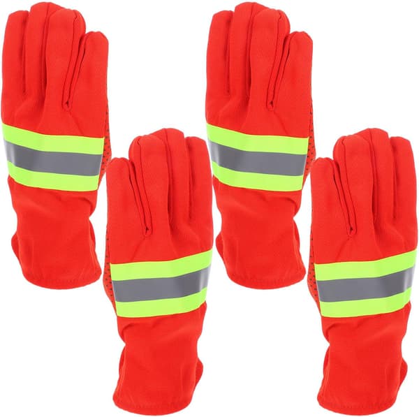 Fireproof Flame Retardant Firefighter Gloves 4pcs Thickened Orange High Temperature Insulated Rescue Gloves