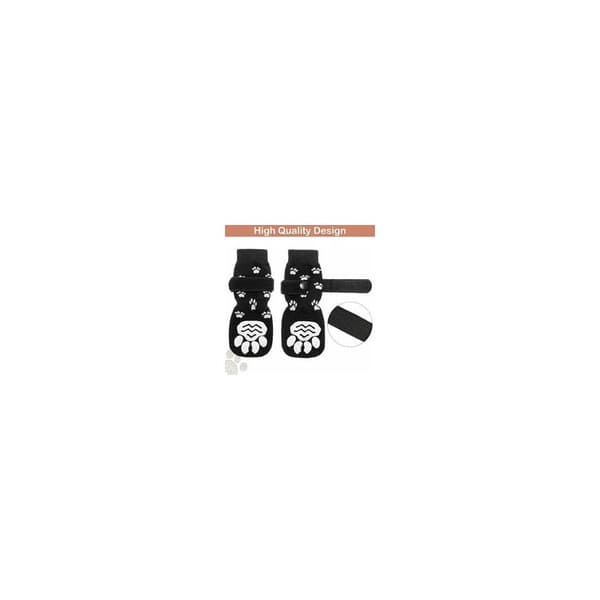 Funny Non-Slip Dog Socks with Adjustable Straps - Excellent Non-Slip Traction Control for Wood or Tile Floors. (Red, S)