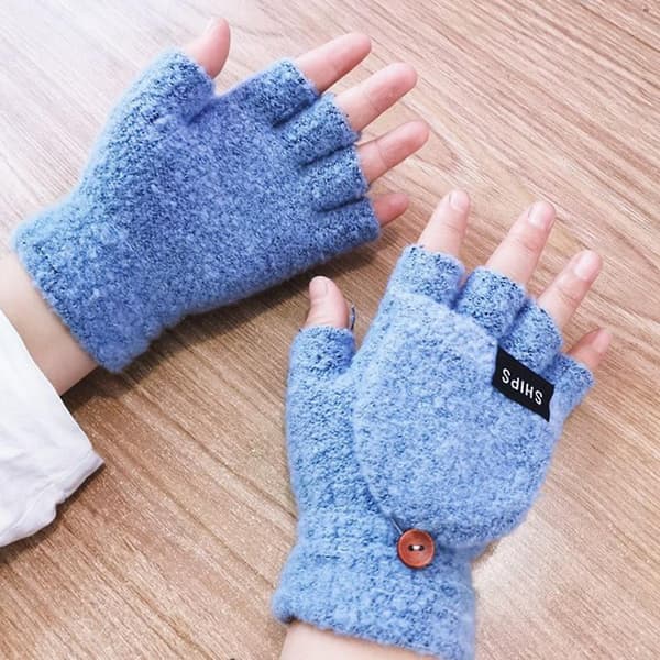 Unisex USB-opvarmede handsker, vinter, hel- og halvfinger, strikkede handsker, varme vanter til mænd og kvinder (sort)
