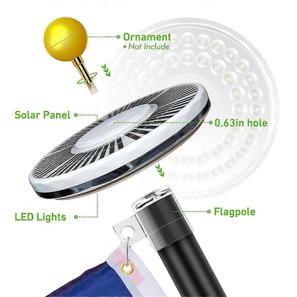 Flagpole Light Solar Powered Spotlight Outdoor, 48 LED (FMY) Silver Silver