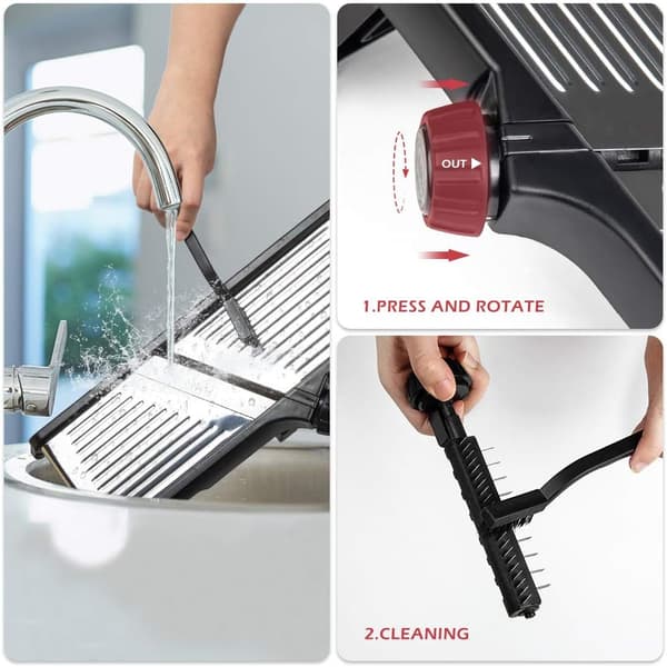 Adjustable Mandoline Slicer Professional 3 in 1 Stainless Steel Food Processor Multifunctional Vegetable Cutter with Safety Gloves