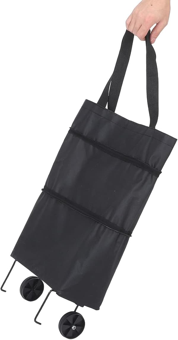 Foldable Shopping Cart with Wheels, Portable Reusable Grocery Bag on Wheels with Pull Handle