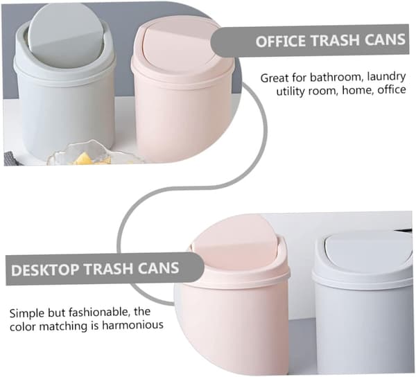 Mini Trash Can with Flip Lid, Desktop Storage Bin for Office, Dressing Table, Bedside Cabinet