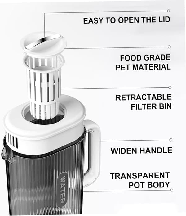 Water Infuser Pitcher 2 Qt Fruit Infuser Water Pitcher Jug with Infuser Filter
