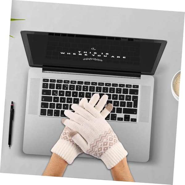 Dame vinterstribede handsker touchscreen varme strikkede handsker, touchscreen elastisk manchet sms varme handsker