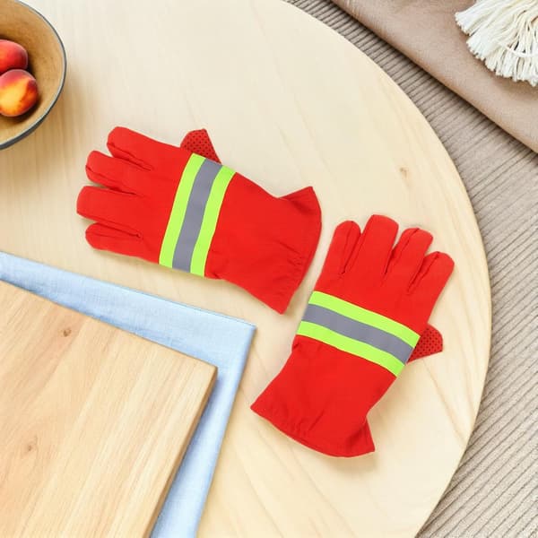 Fireproof Flame Retardant Firefighter Gloves 4pcs Thickened Orange High Temperature Insulated Rescue Gloves