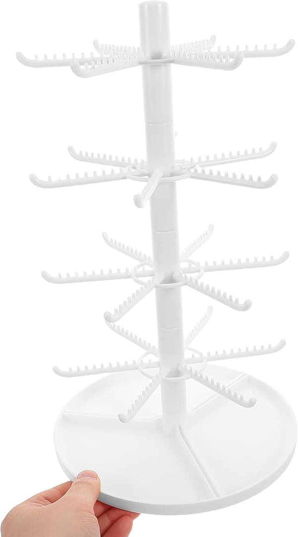 Øreringe Organizer Stand og Nøglering Holder 4-lags Plast Smykke Display Rack Træform til Armbånd Øreringe Halskæde Opbevaring Hjem