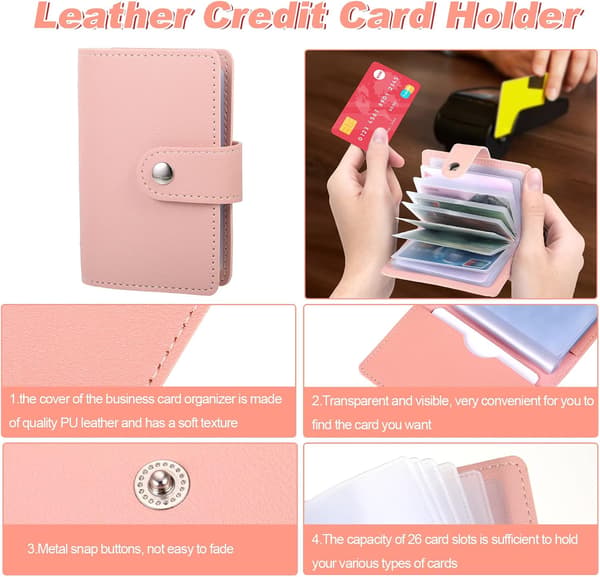 Läder Kreditkortshållare Fickplånbok Basic Korthållare (Rosa)