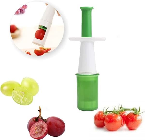 Strawberry, Cherry, Grape, Tomato Slicer Fruit and Vegetable Cutter, Simple and Portable Kitchen Fruit Cutting Salad Tool