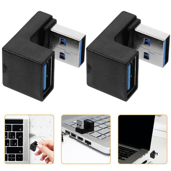 2 stk USB Retvinklet Adapter Vinklet USB-stik Vinklet Stik Adapter Laptop Stik Tilbehør